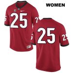 Women's Georgia Bulldogs NCAA #25 Quay Walker Nike Stitched Red Authentic No Name College Football Jersey LVK2554UI